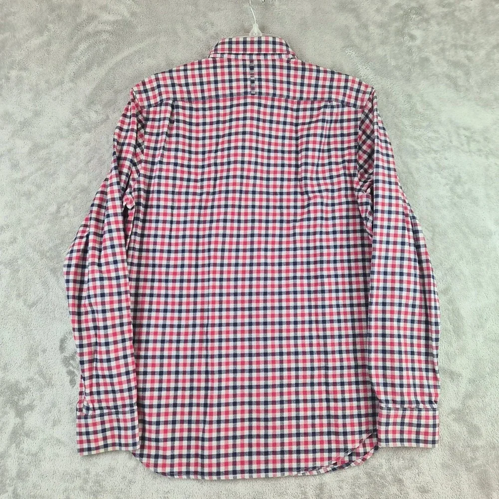 Banana Republic Plaid Flannel Shirt Mens Medium Red Blue Check Long Sleeve